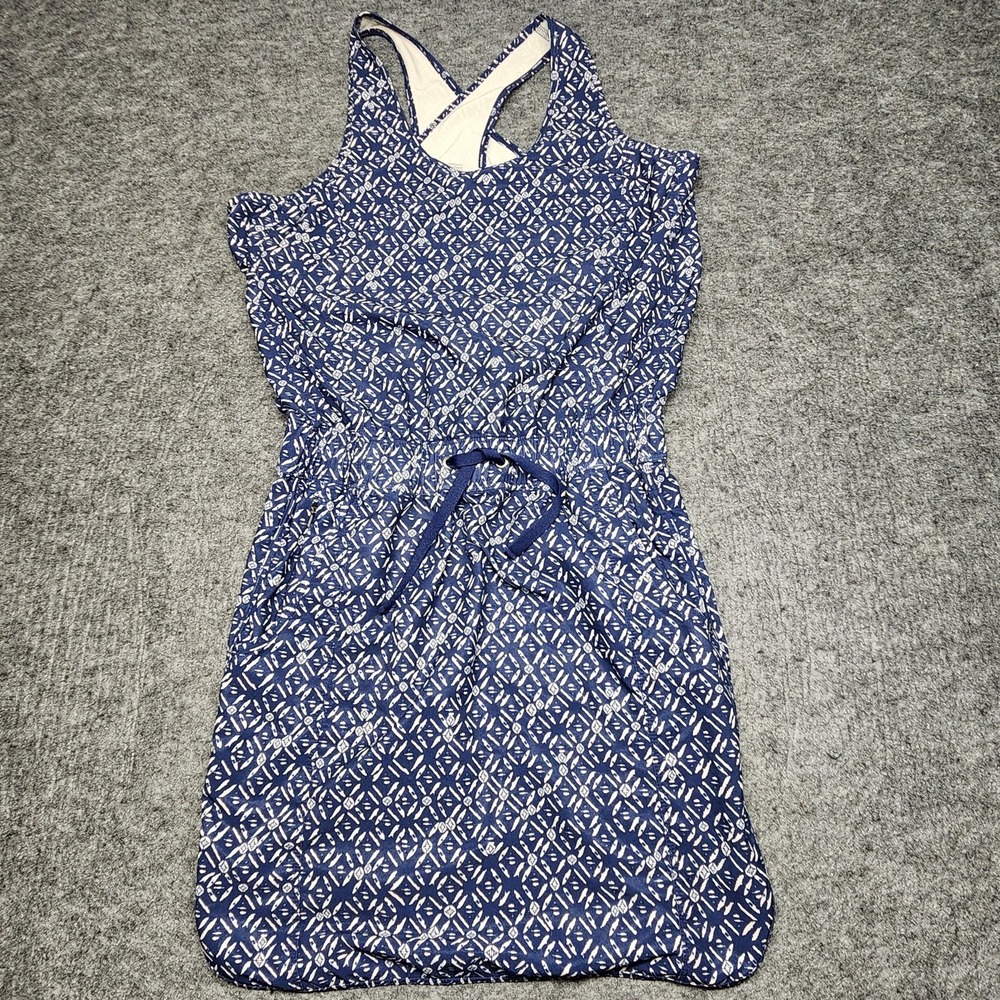 Patagonia Fleetwith Mini Tank Dress Athletic Crossback Navy Blue Printed XS